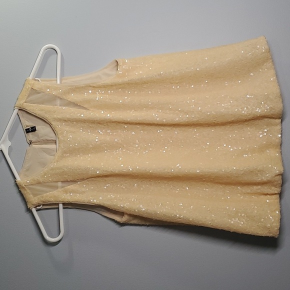 Wow 7forallmankind top womens size xs x-small yellow sequins sequin spring - Picture 2 of 10